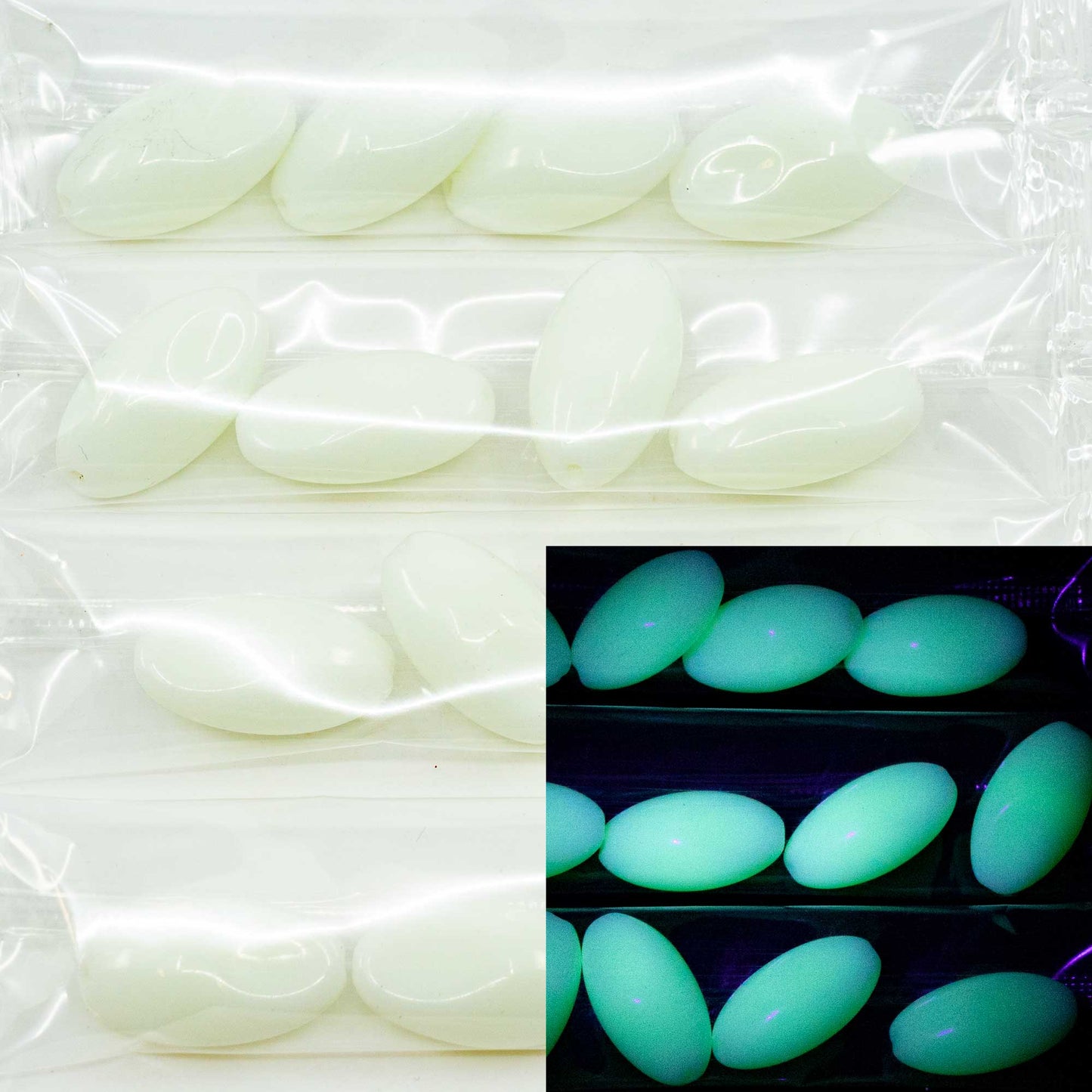 OUTLET 10 克椭圆形珠子,22 x 12 毫米,灰色 (83500),玻璃,捷克共和国