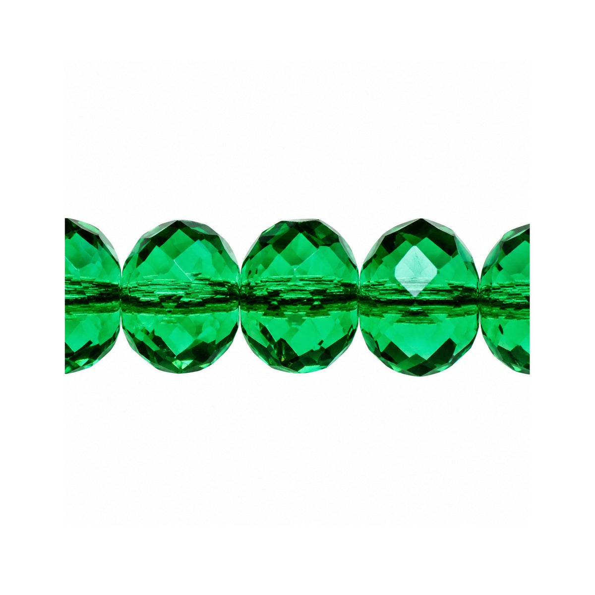 Special Cut Faceted Fire Polished Beads, Transparent Green Emerald (50710), Glass, Czech Republic
