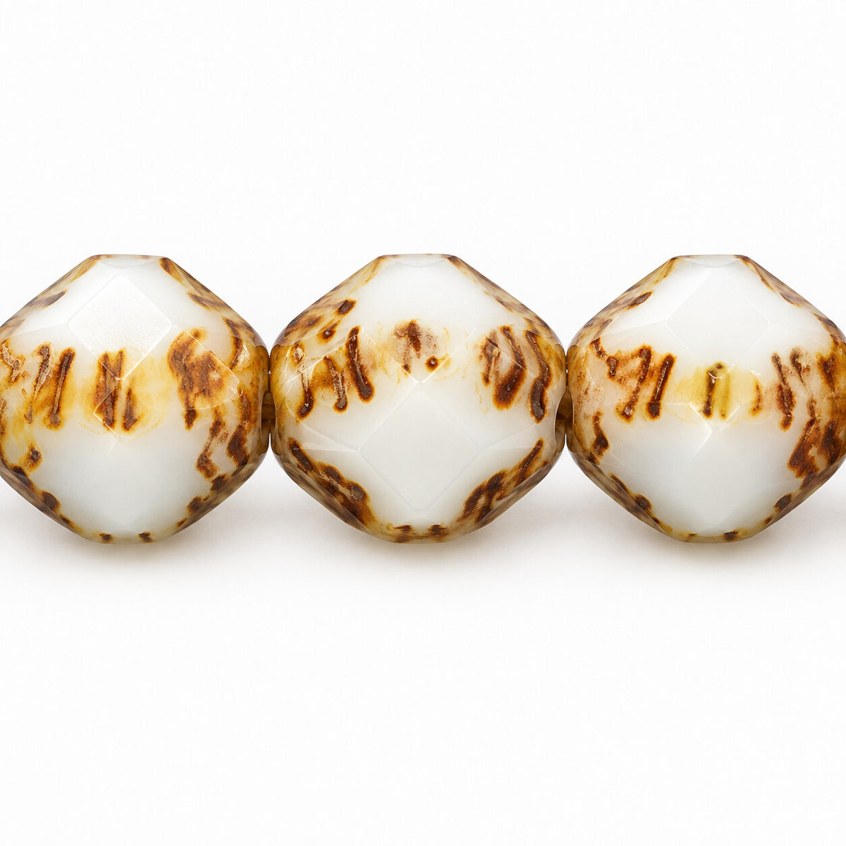 Wasp Special Cut Faceted Fire Polished Beads, White Stain Strong (02010-86805), Glass, Czech Republic