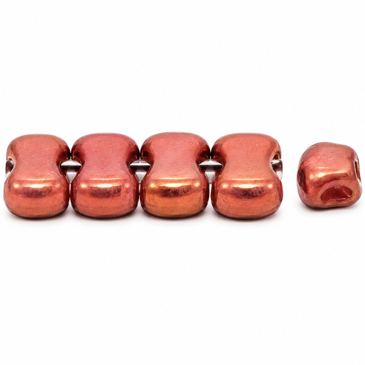 2-Hole Pressed Beads, Chalk White Luster Violet Full Coated (03000-14496), Glass, Czech Republic