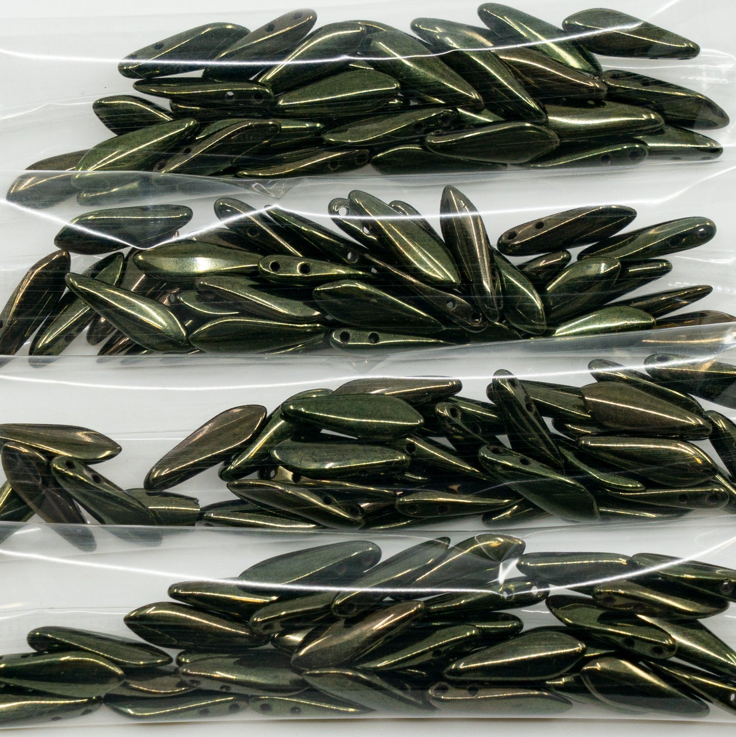 出口 10 克 2 孔匕首珠,5 x 16 毫米,黑铜(23980-14415),玻璃,捷克共和国