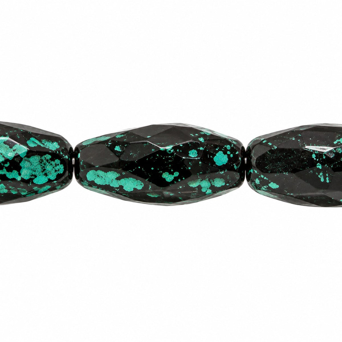 Fire Polished Faceted Oval Beads, Black 84510 Green Lined (23980-84510-46450), Glass, Czech Republic
