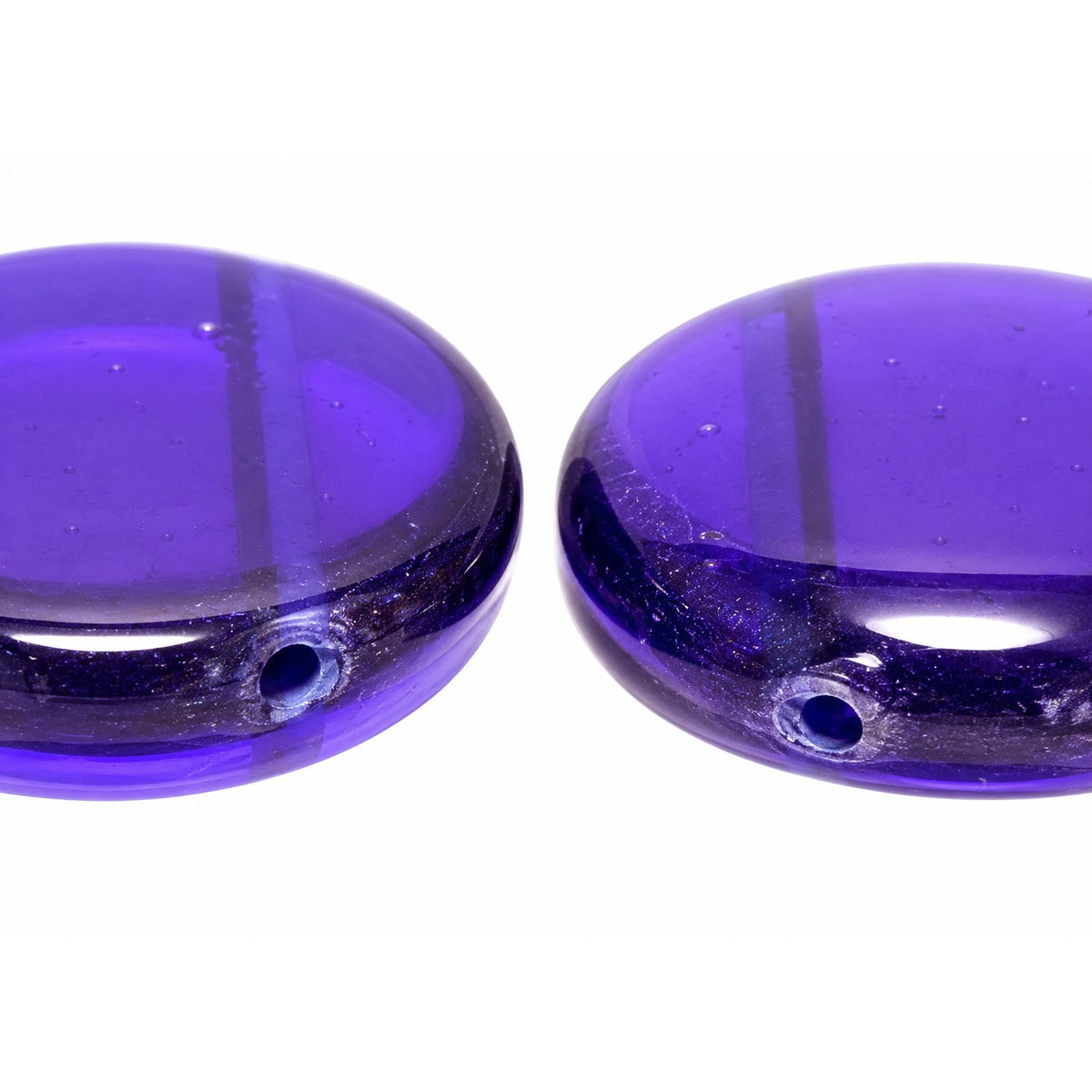 2-Hole Coin Beads, Transparent Blue (30090), Glass, Czech Republic