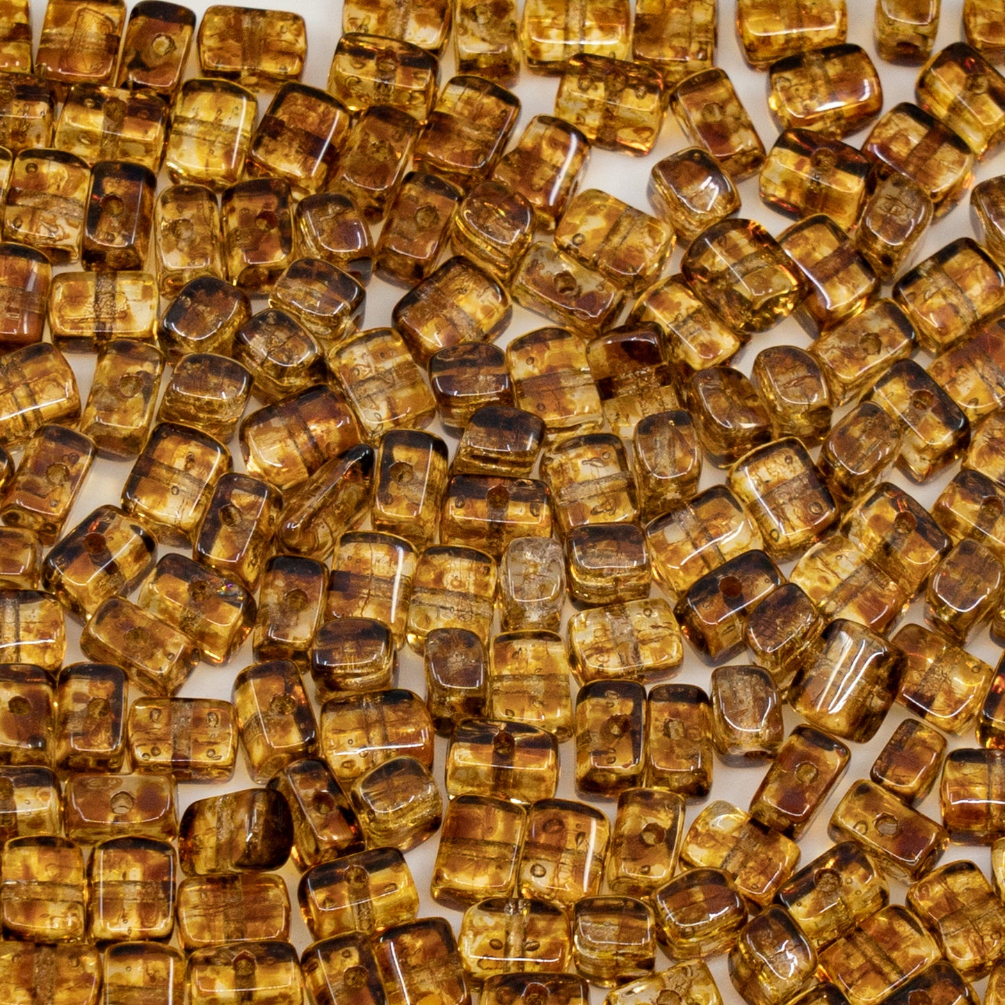 OUTLET 250g/50g Rectangle Beads, 4 x 5 mm, Crystal Travertin (00030-86800), Glass, Czech Republic