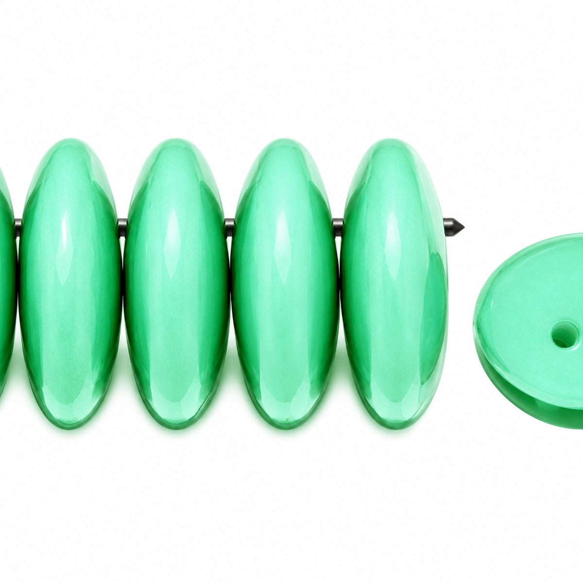 Lentil Round Beads, Turquise (63110), Glass, Czech Republic