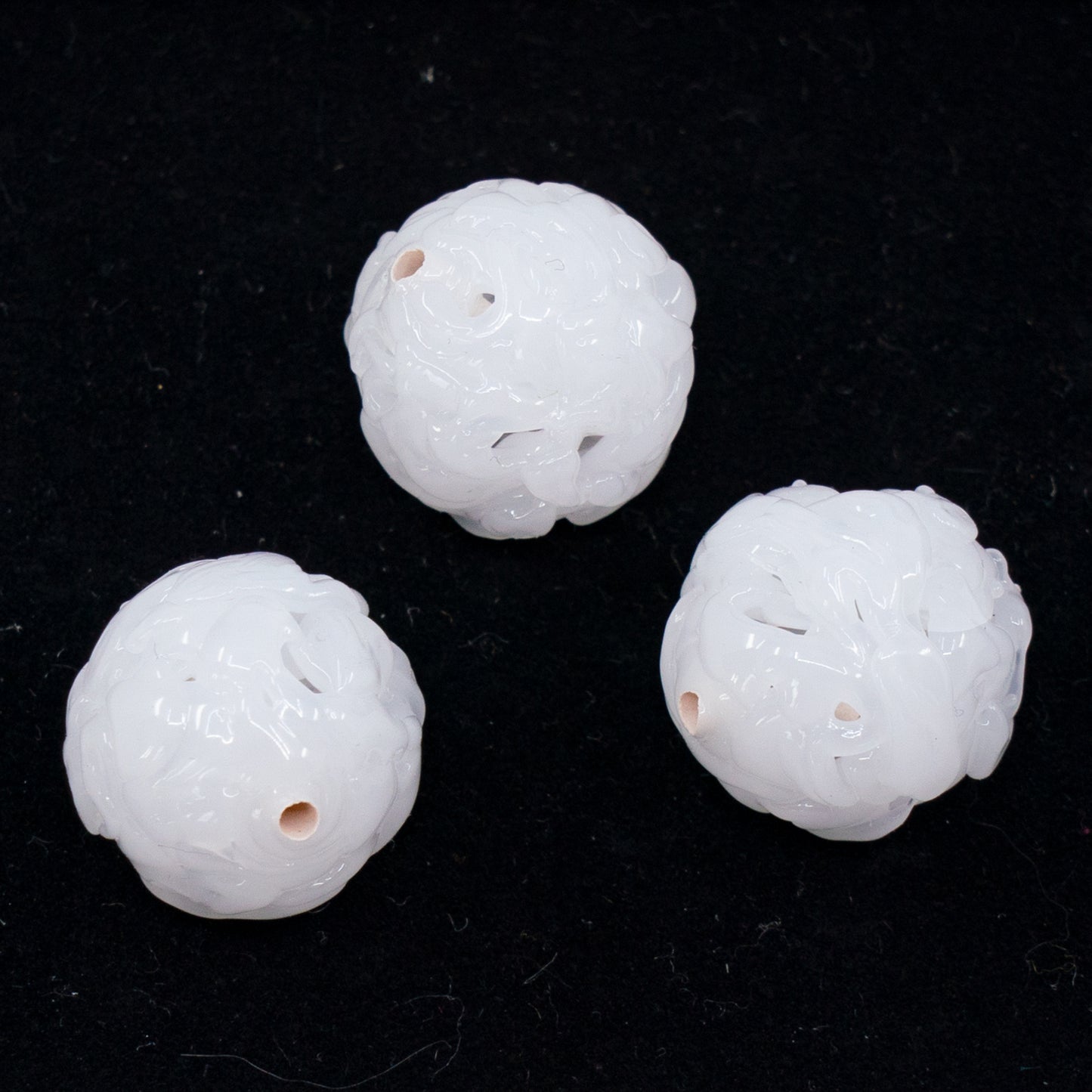 OUTLET 1 pcs Lampwork Handmade Lace Beads, 16 x 16 mm, White (white), Glass, Czech Republic