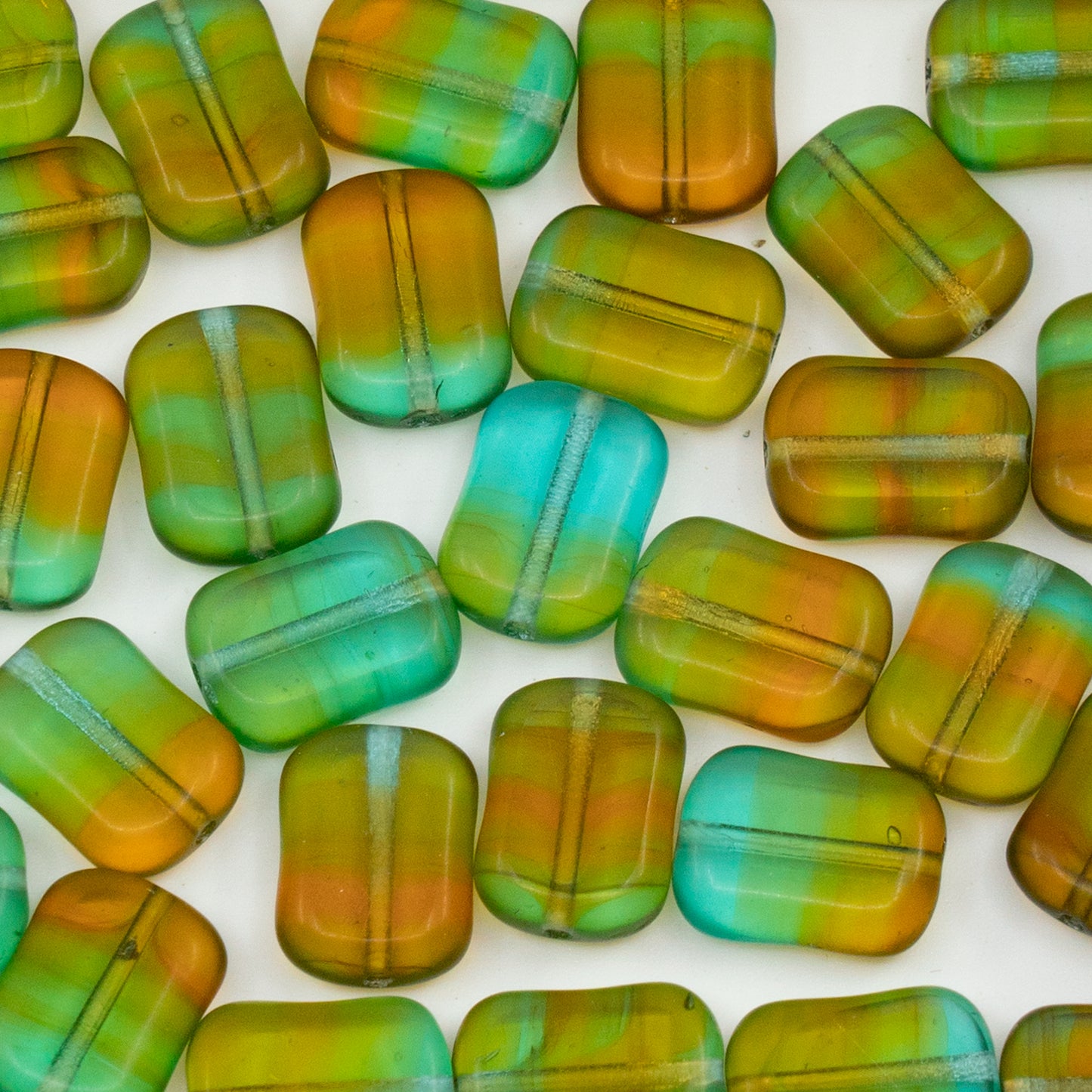 アウトレット 10グラム テーブルカットビーズ 長方形、12 x 9 mm、T0060 マット (t0060-84110)、ガラス、チェコ共和国