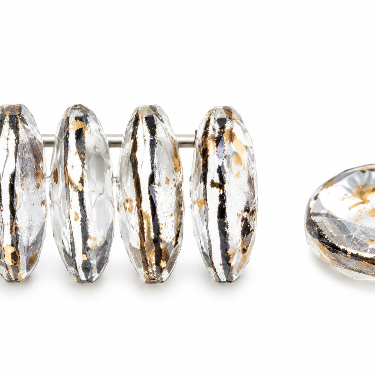 Lentil Round Beads, Crystal 49548 (00030-49548), Glass, Czech Republic