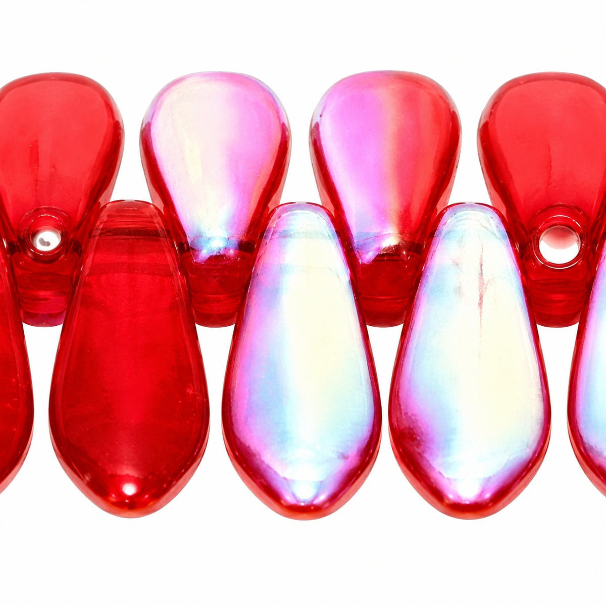 Dagger Beads, Ruby Red Ab (90080-28701), Glass, Czech Republic