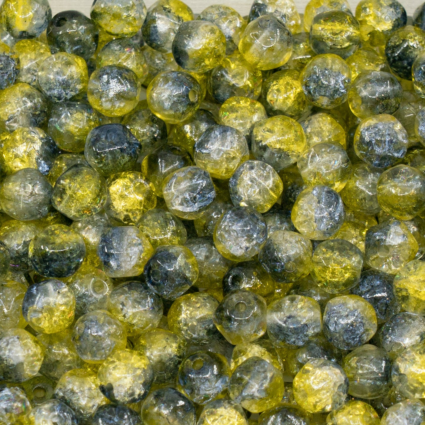 アウトレット 250g イングリッシュカットビーズ ラウンド型 6 x 6 mm クリスタルクラック 48019 (00030-85500-48019) ガラス製 チェコ共和国