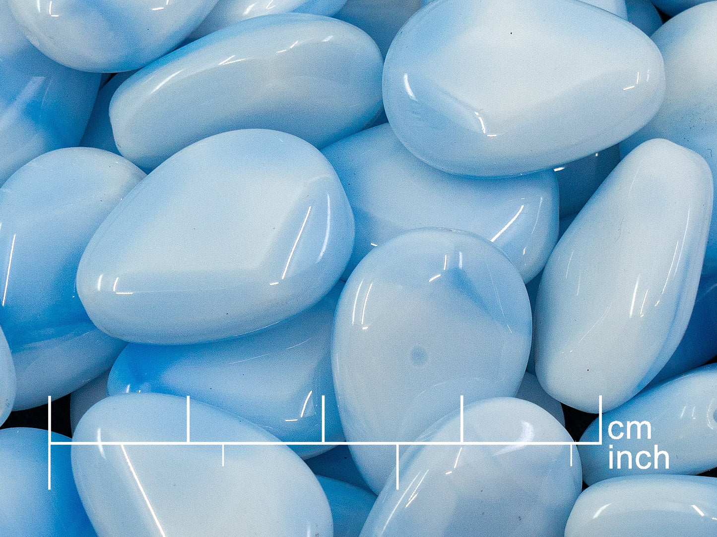 OUTLET 250g Pressed Beads, 21 x 15 mm, Light Blue (111-30266-21x15-07304), Glass, Czech Republic