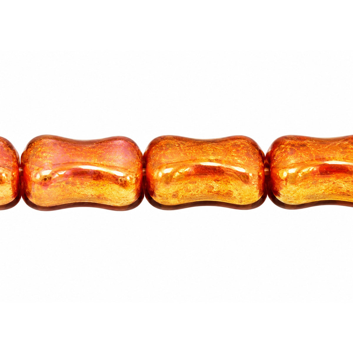 Shaped Pressed Beads, White Luster Red Full Coated (02010-14495), Glass, Czech Republic