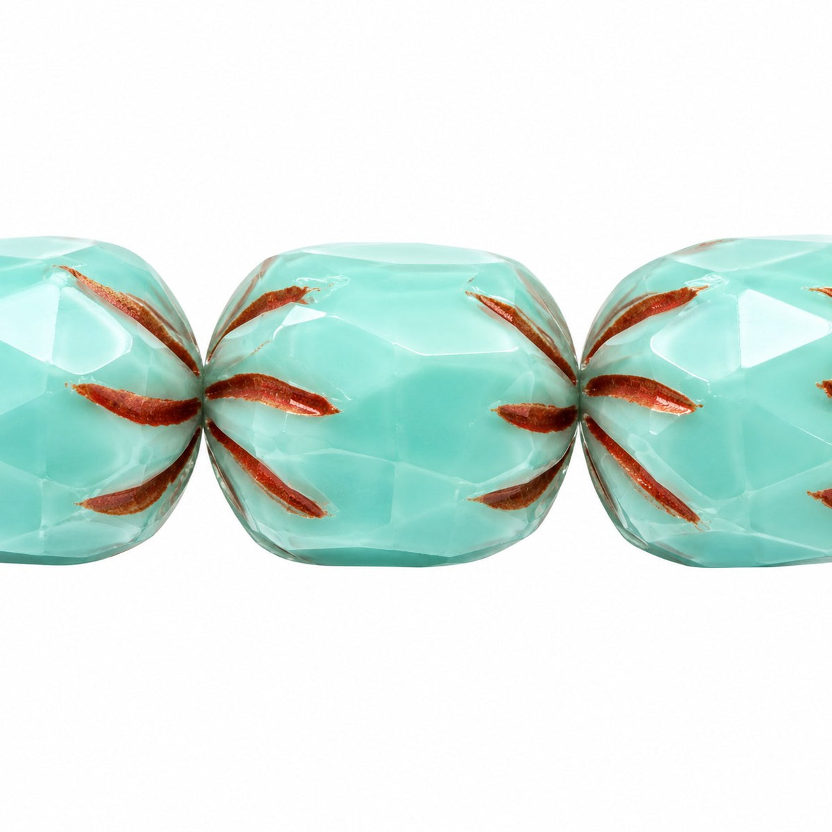 Fire Polished Faceted Cathedral Beads, Turquise Copper Lined (63120-54319), Glass, Czech Republic