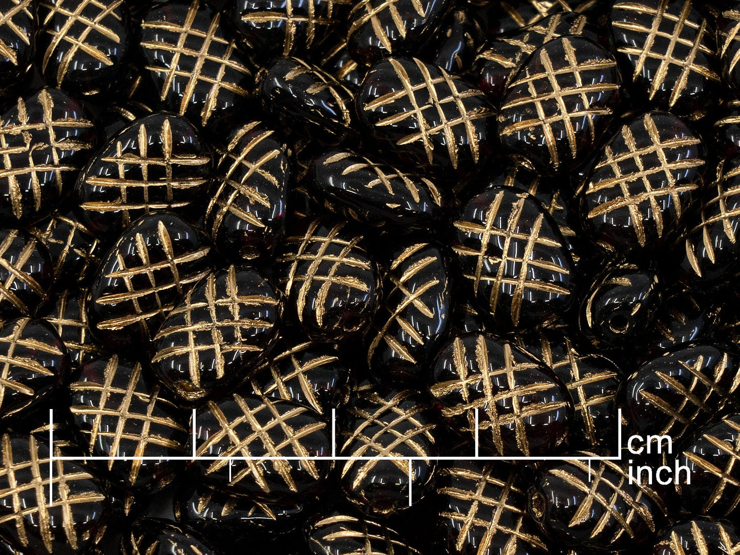 OUTLET 10克椭圆形交叉线珠子,10 x 7毫米,透明红金内衬(90110-54202),玻璃,捷克共和国