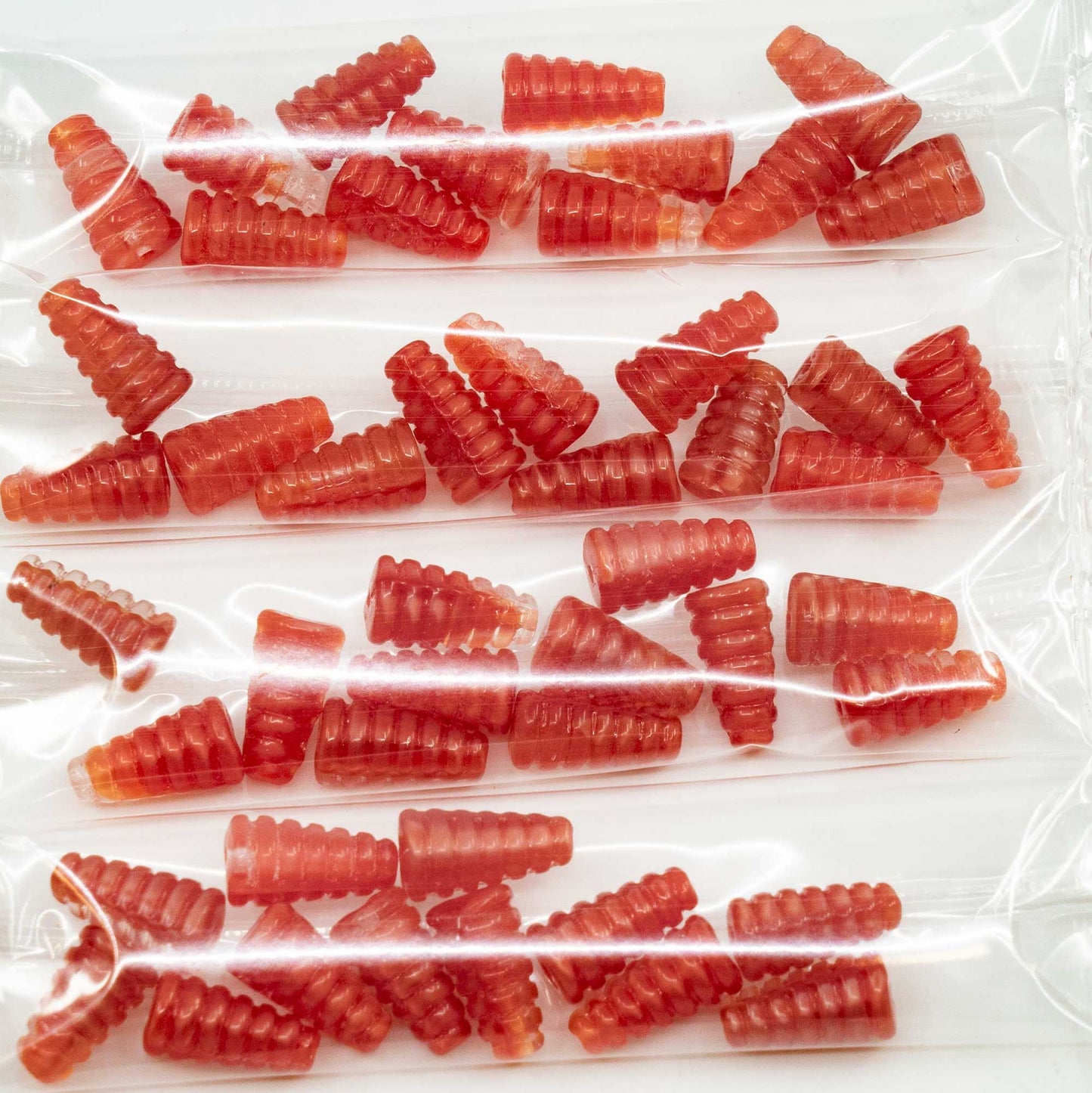 OUTLET 10 grams Pressed Beads, 14 x 7 mm, Red (red), Glass, Czech Republic