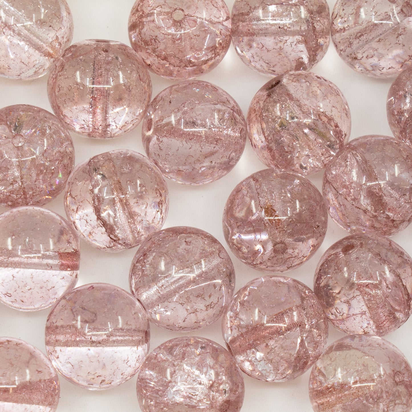 アウトレット 250g ラウンドドラックビーズ、12 x 12 mm、クリスタルクラックラスターレッドフルコーティング(00030-85500-14495)、ガラス、チェコ共和国