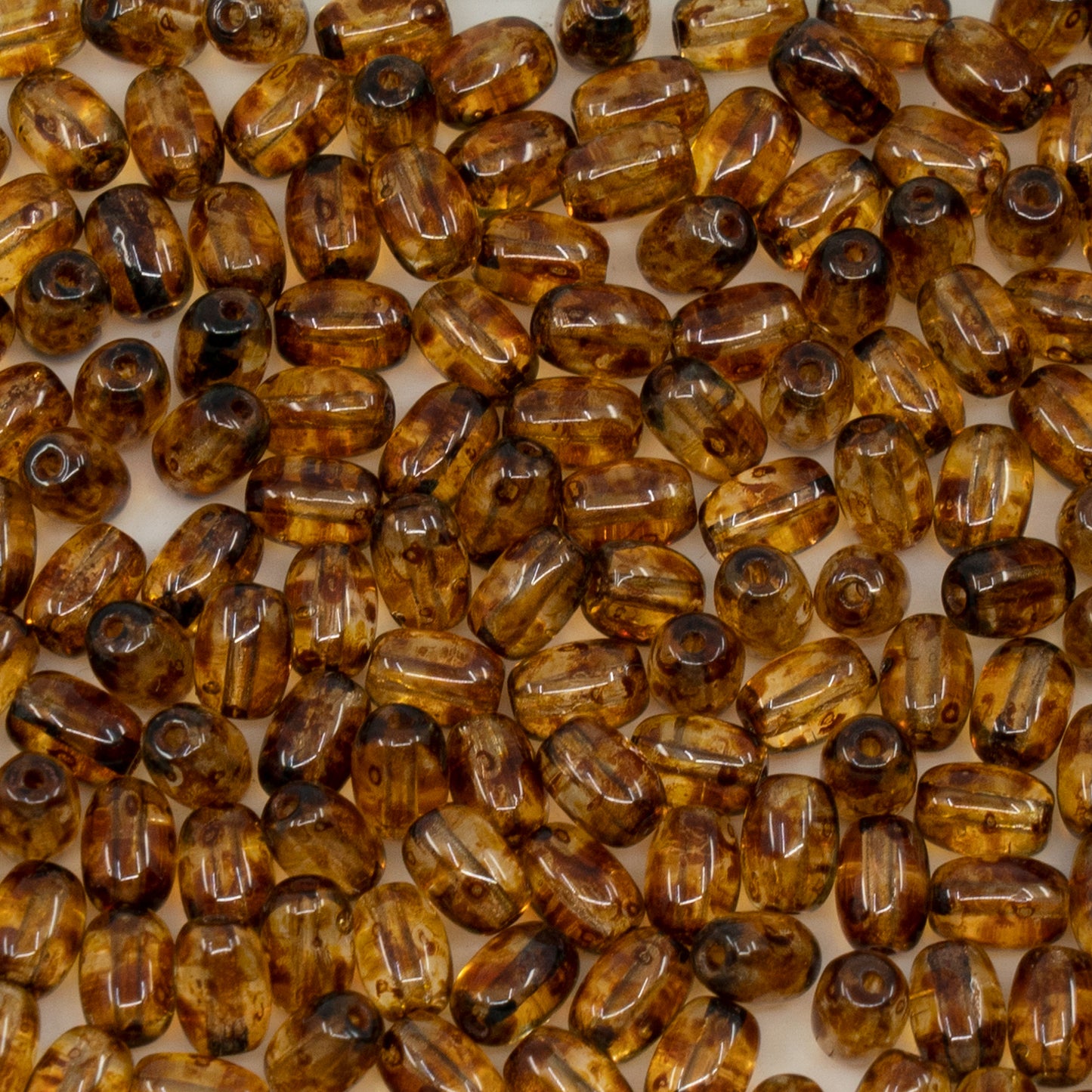 アウトレット 250g/50g オーバルビーズ、5 x 4 mm、クリスタルトラバーチン(00030-86800)、ガラス、チェコ共和国