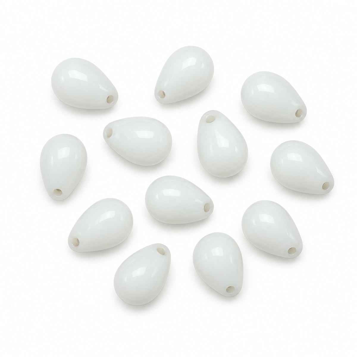 Drop Beads, White (02010), Glass, Czech Republic