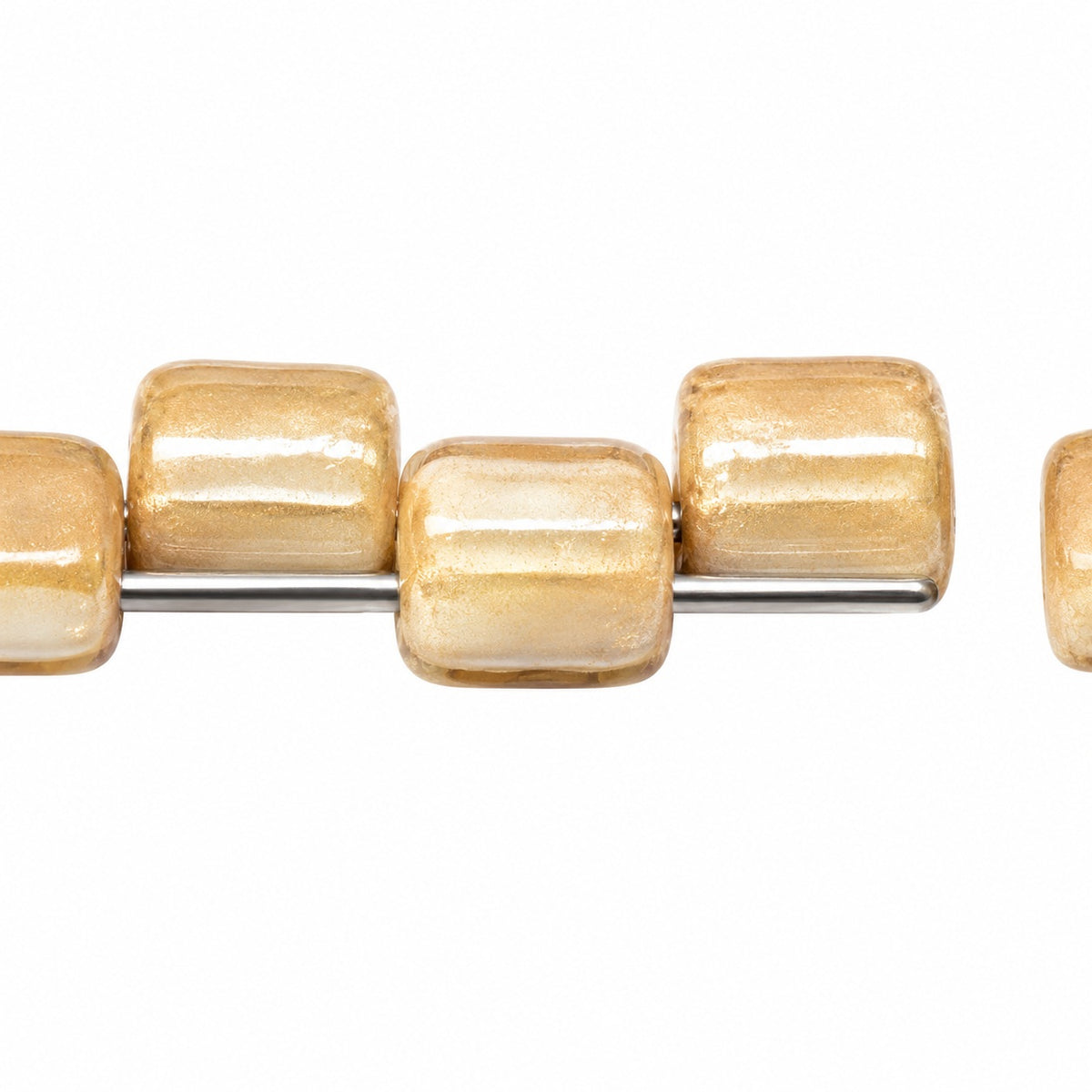 2-Hole Square Beads, Chalk White Blue Hematite (03000-23500), Glass, Czech Republic