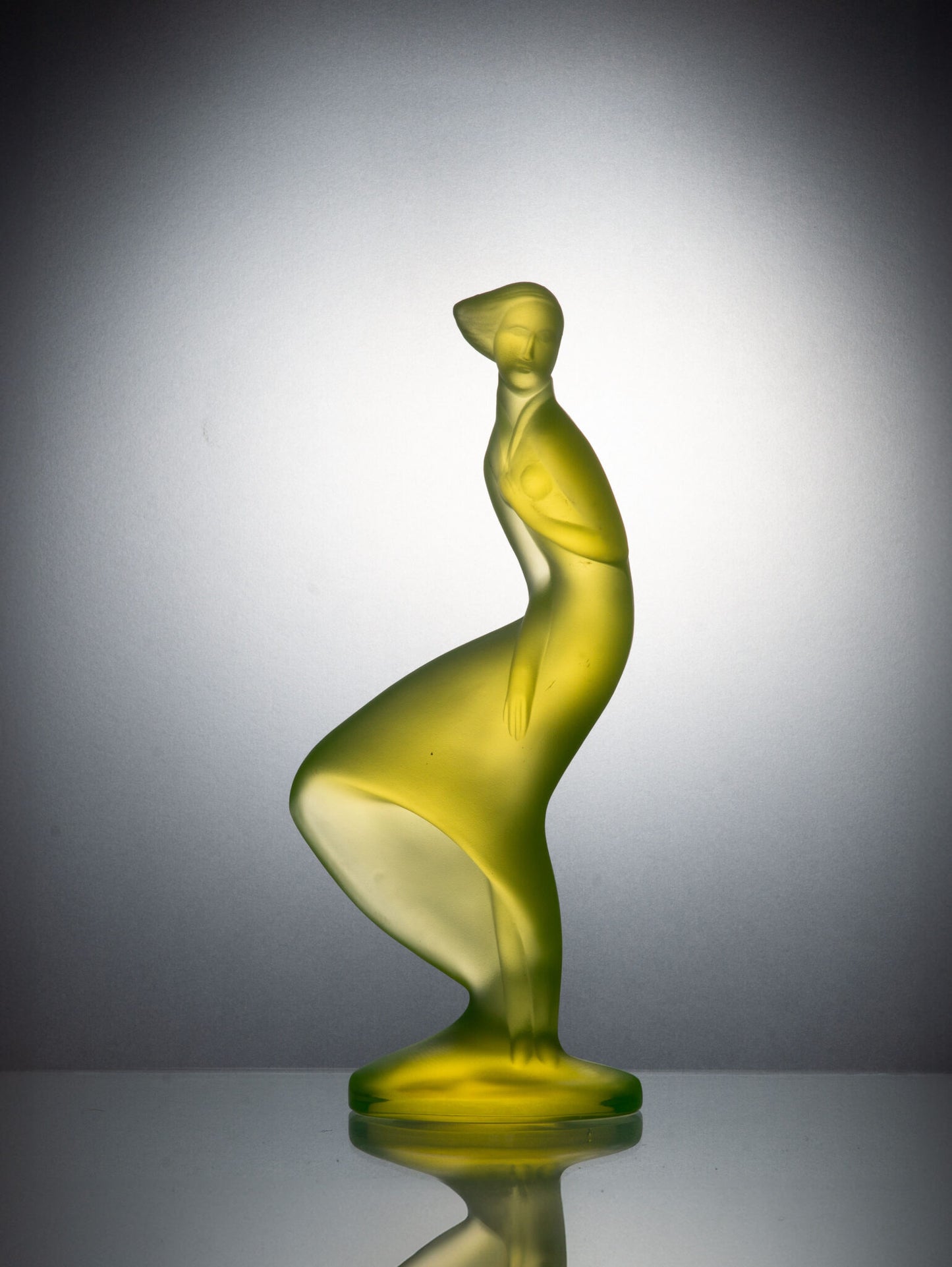 Girl Figurine – Uranium Art Glass, Czech Republic, OUTLET