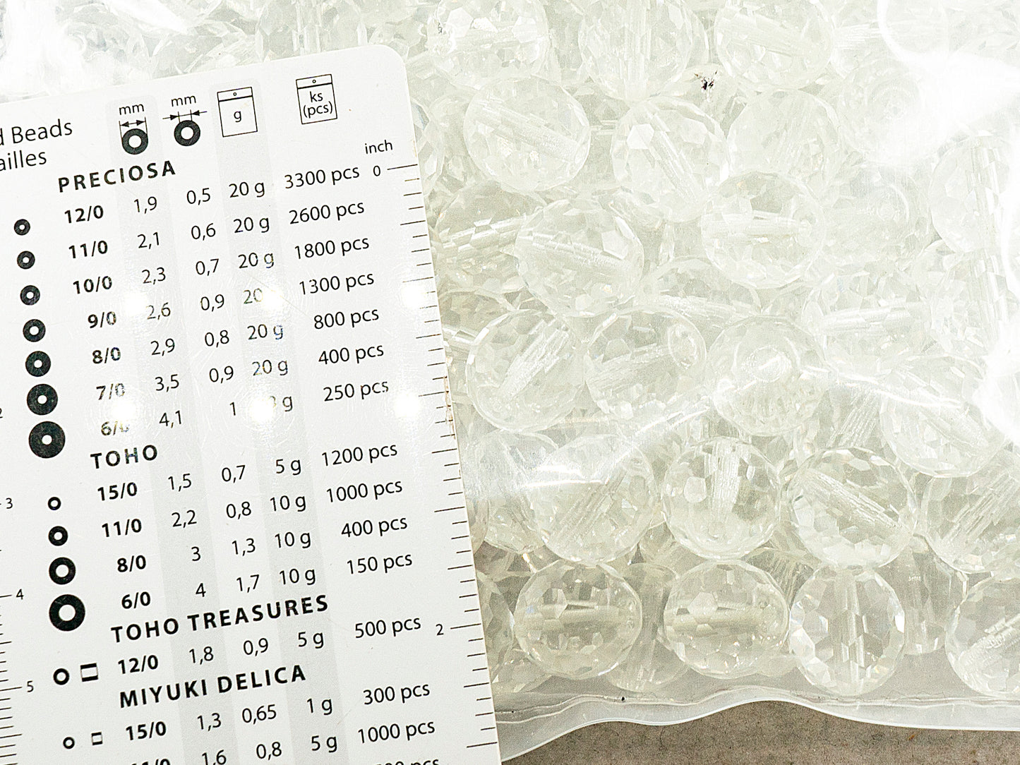 アウトレット 250g ファセット加工 ファイアポリッシュ ラウンドビーズ 14 x 14 mm クリスタル (00030-) ガラス チェコ共和国