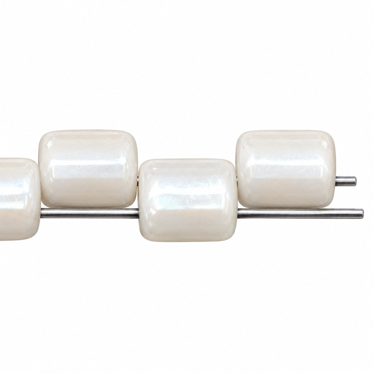 2-Hole Square Beads, Chalk White Ab (03000-28701), Glass, Czech Republic