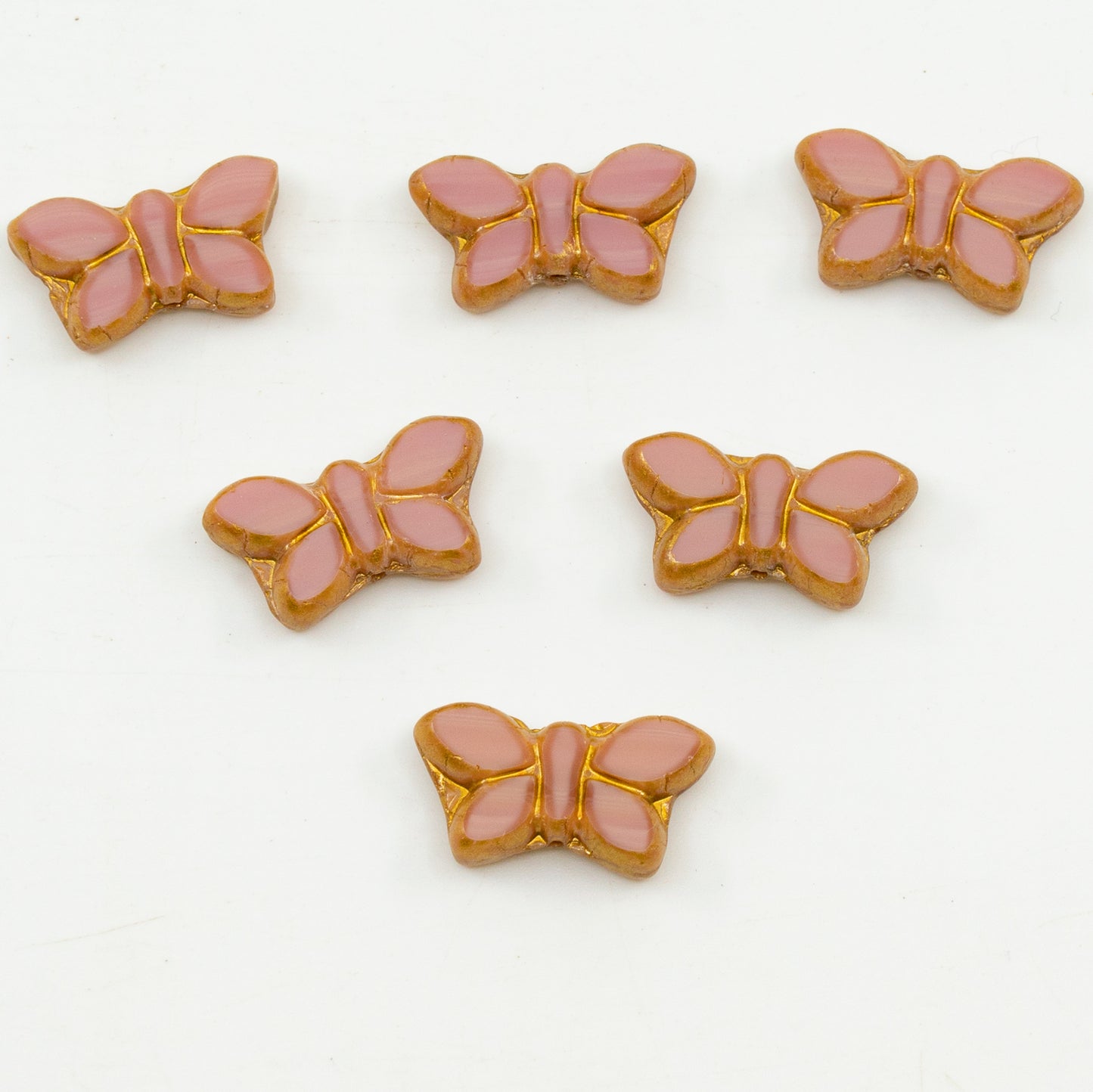 OUTLET 5 grams Table Cut Butterfly Beads, 20 x 12 mm, Pink, Glass, Czech Republic