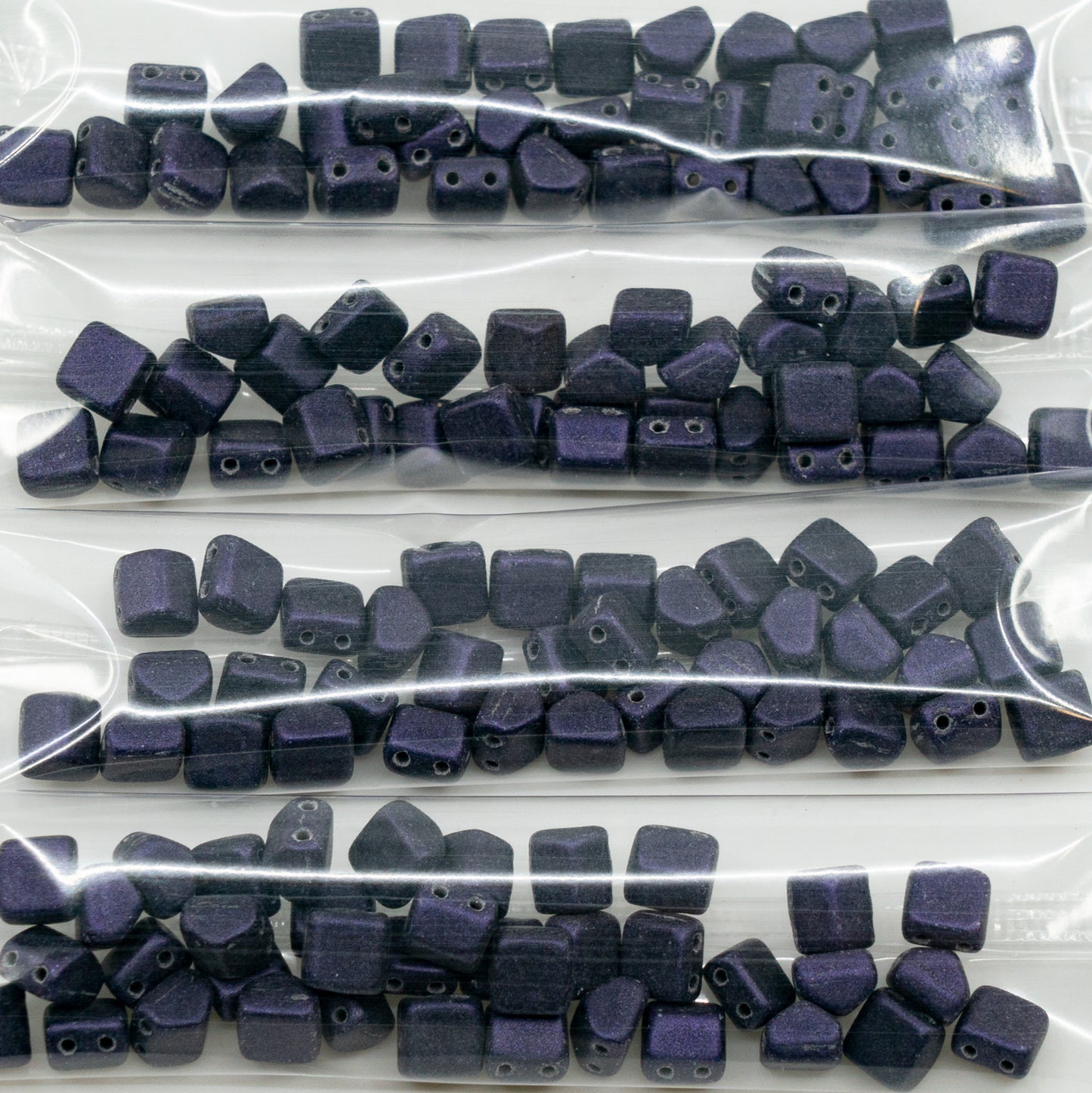 OUTLET 10 grams Roof 2-hole Beads, 6 x 6 mm, Dark Purple (79021), Glass, Czech Republic