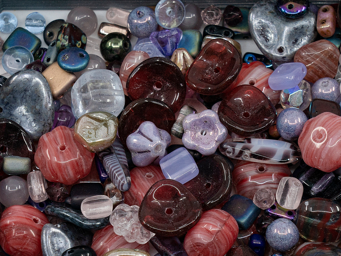 OUTLET Mix Of Unique Czech Bohemia Glass Pressed Beads, mm, Glass, Czech Republic