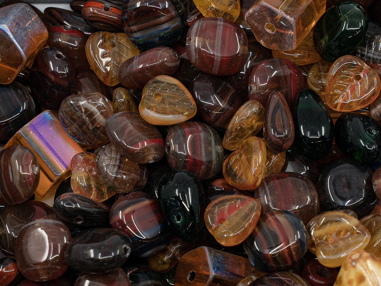 アウトレット チェコボヘミアガラスプレスビーズミックス、mm、ガラス、チェコ共和国