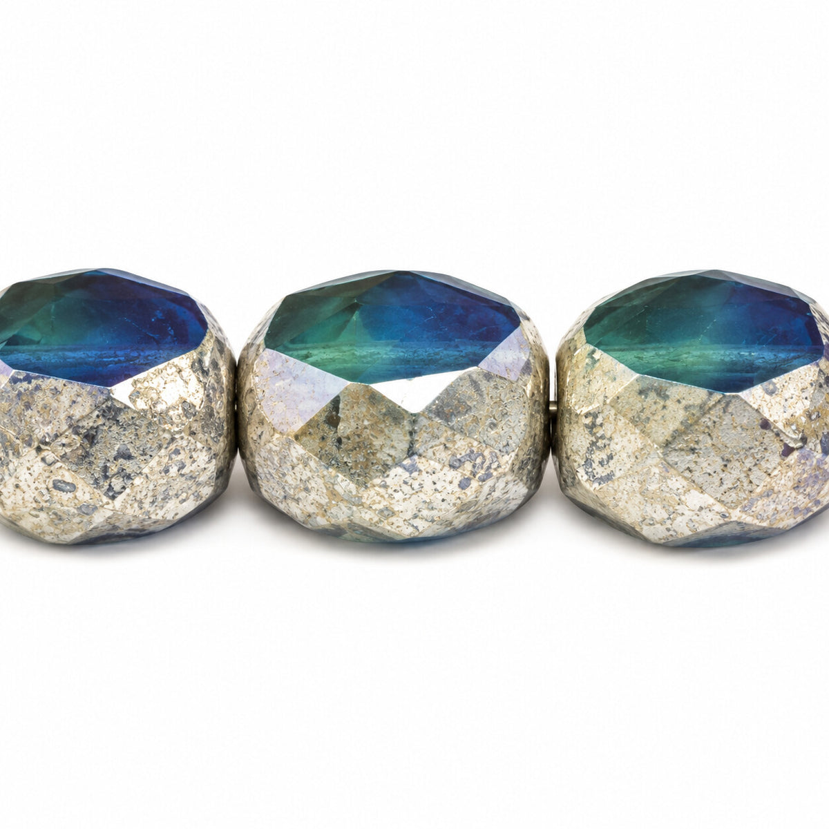 Cut & Faceted Fire Polished Beads, X0Xxx Antique Silver Patina Ab (x0xxx-81002-28701), Glass, Czech Republic