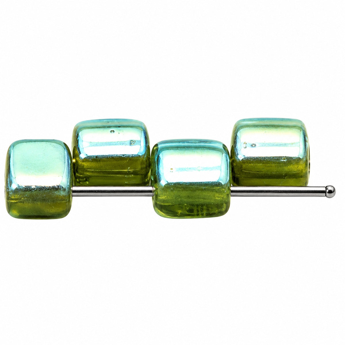2-Hole Square Beads, 99992 Ab (99992-28701), Glass, Czech Republic