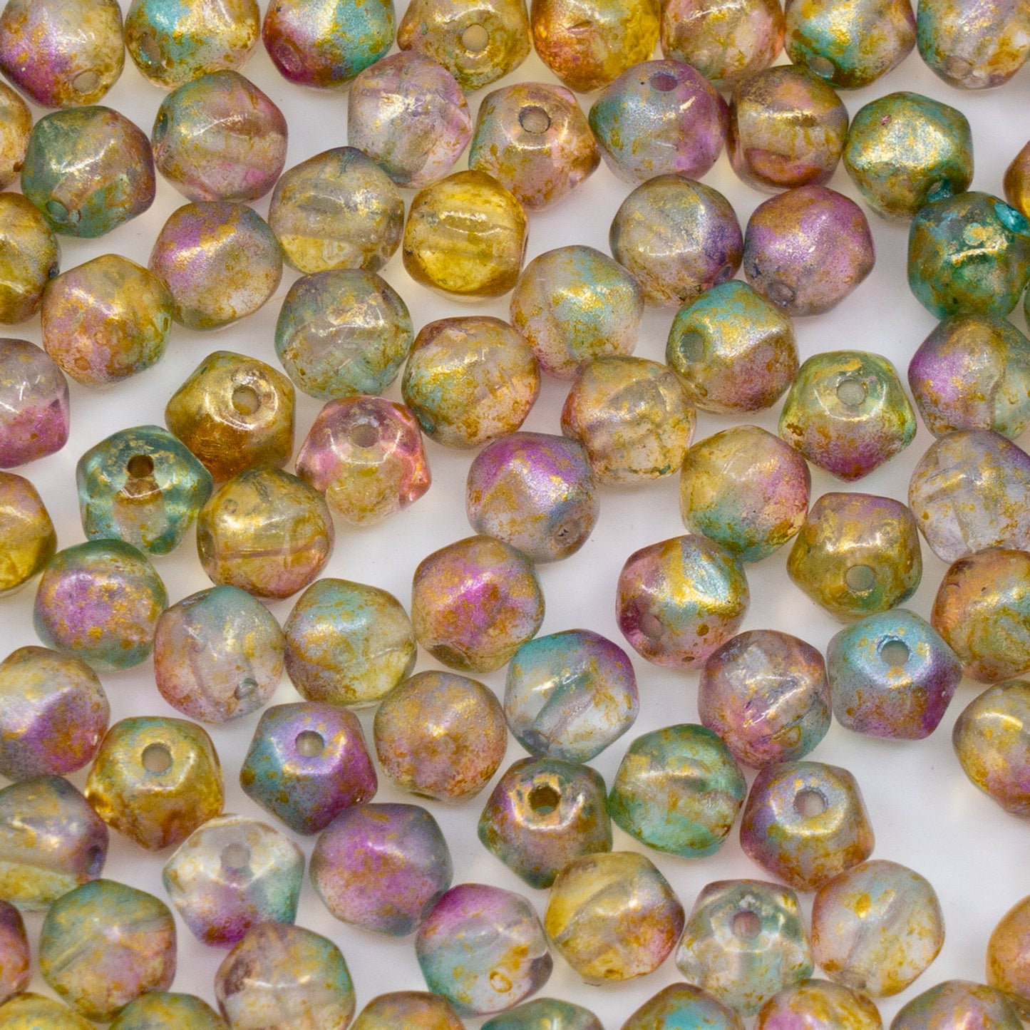OUTLET 250g/50g English Cut Beads Rounded, 6 x 6 mm, Crystal Blue Violet Gold Splash (00030-48023-94401), Glass, Czech Republic