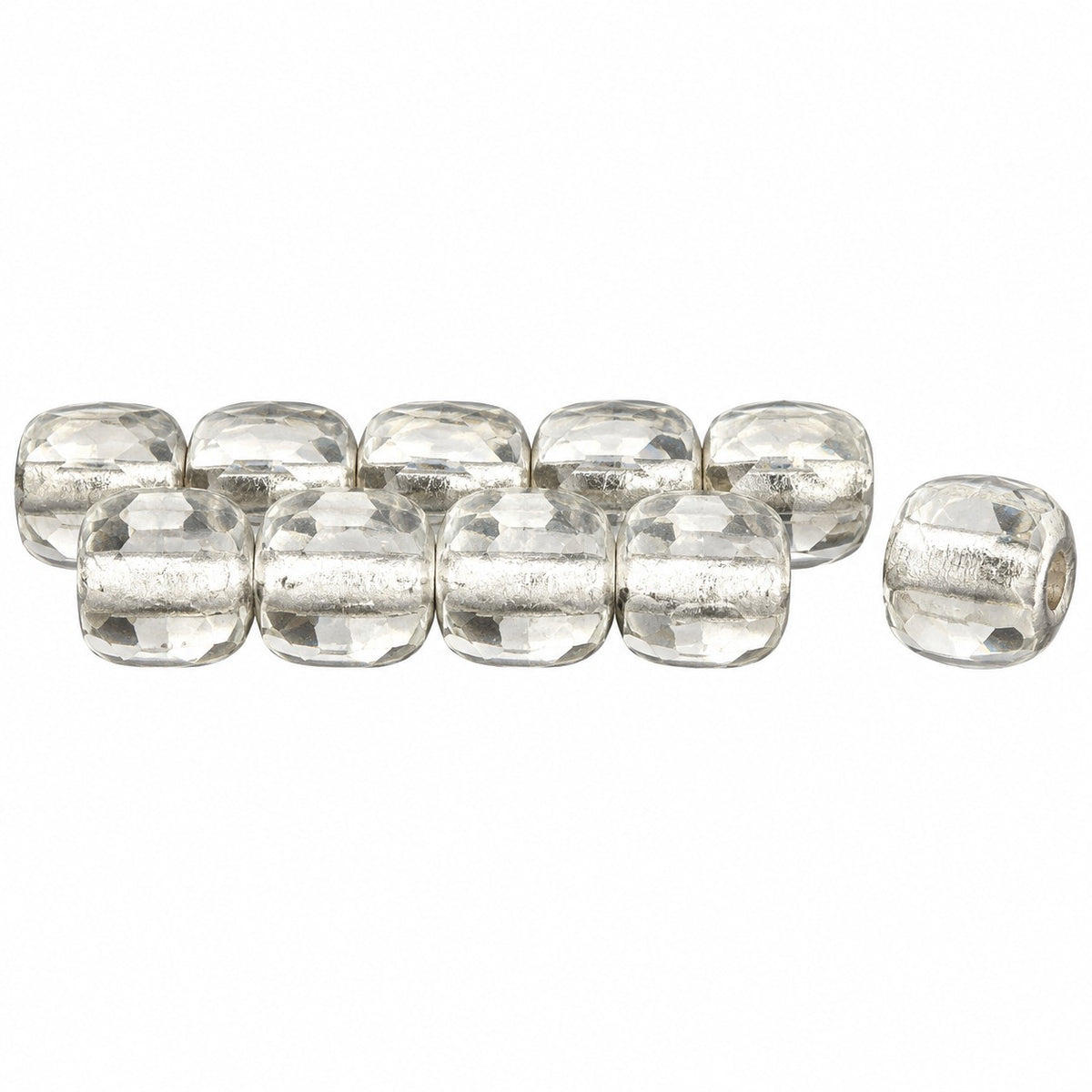2-Hole Pressed Beads, Crystal (30), Glass, Czech Republic