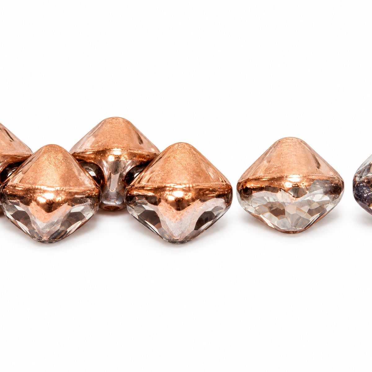 Silky 2-Hole Square Beads, Crystal Rose Gold Capri (00030-27101), Glass, Czech Republic