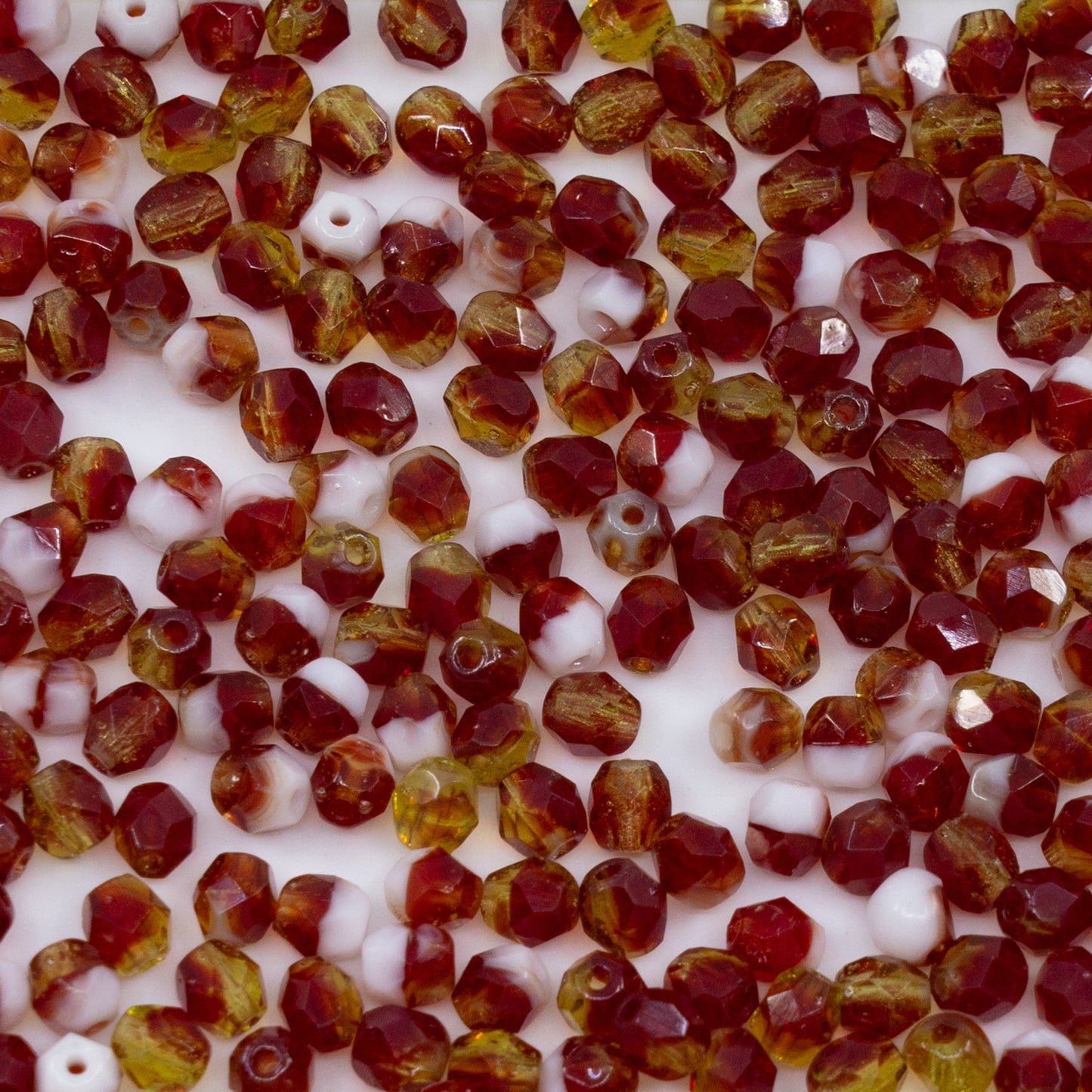 OUTLET 250g/50g Faceted Round Fire Polished Beads, 4 x 4 mm, Mixed Colors 12 (mix-12), Glass, Czech Republic