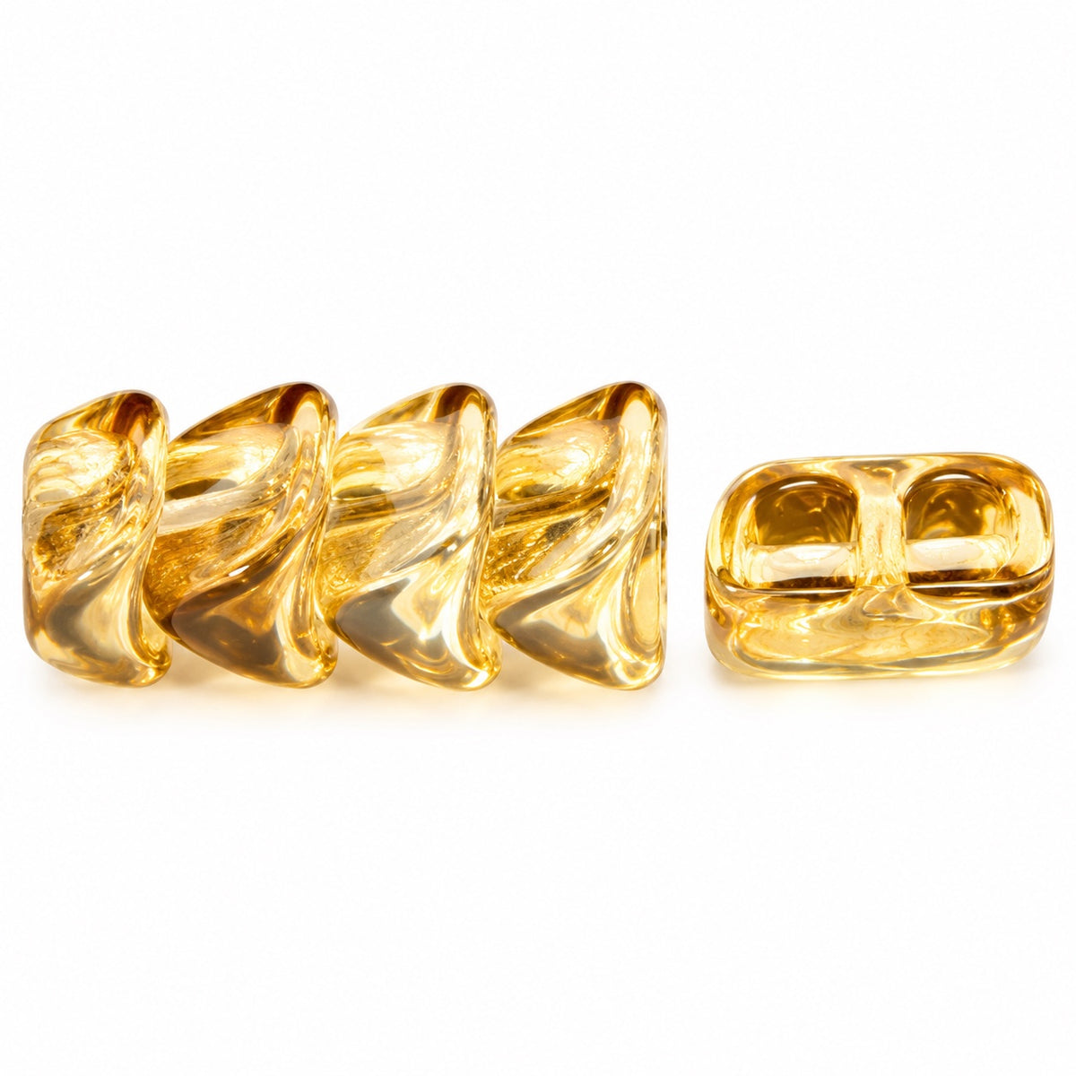 Dome Beads With Middle Hole, Crystal Amber (00030-23501), Glass, Czech Republic