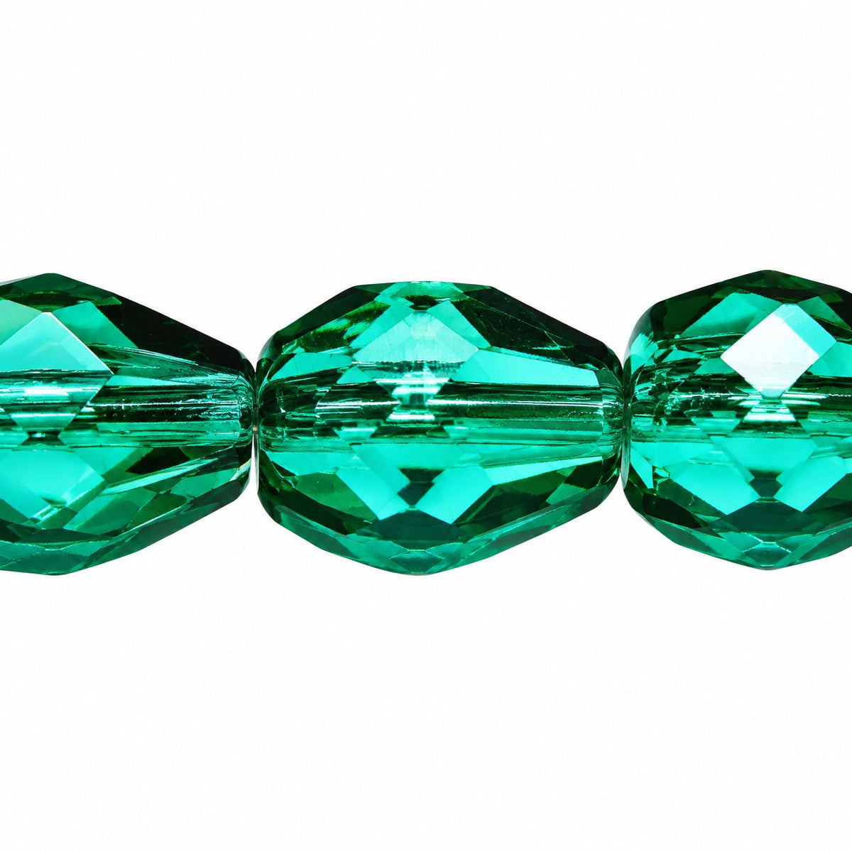 Faceted Fire Polished Beads Special Cut, Transparent Green Emerald (50710), Glass, Czech Republic