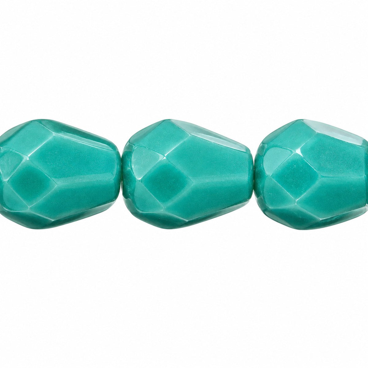 Faceted Fire Polished Beads Special Cut, Turquise (63120), Glass, Czech Republic