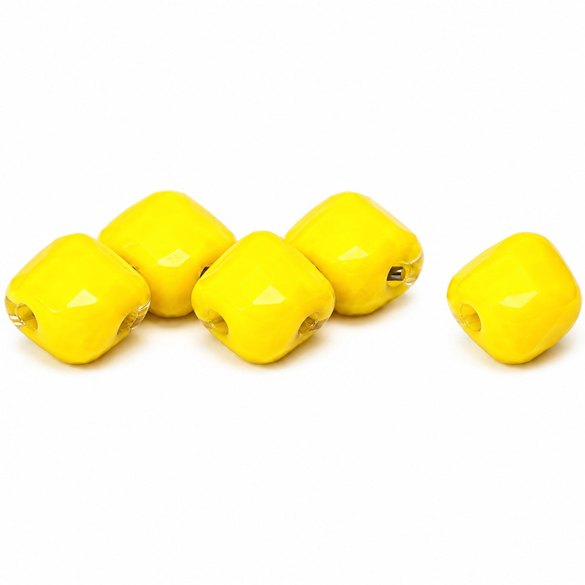 Silky 2-Hole Square Beads, Bright Yellow (83130), Glass, Czech Republic