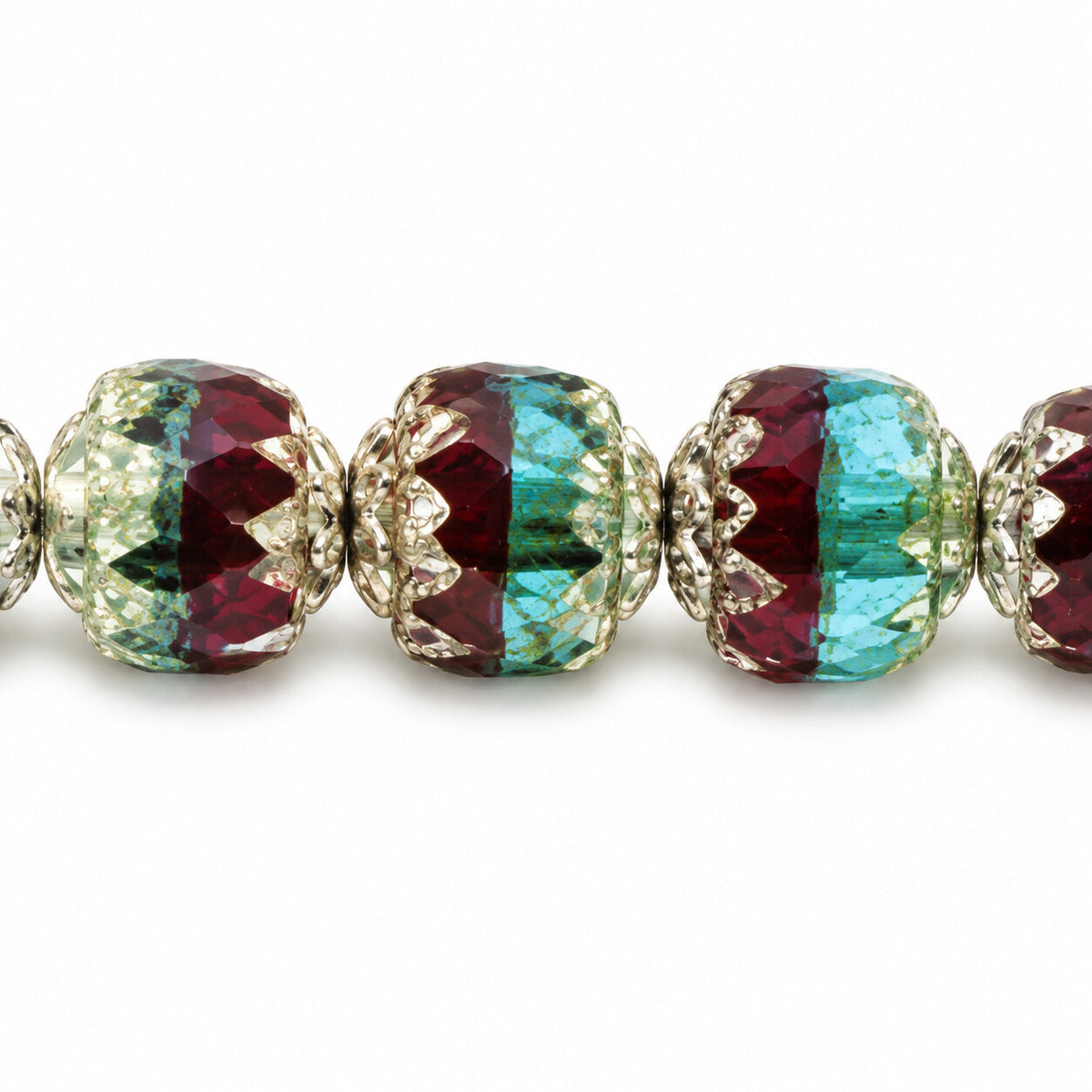 Cathedral Faceted Fire Polished Beads, X3197 Antique Silver Patina (x3197-81002), Glass, Czech Republic