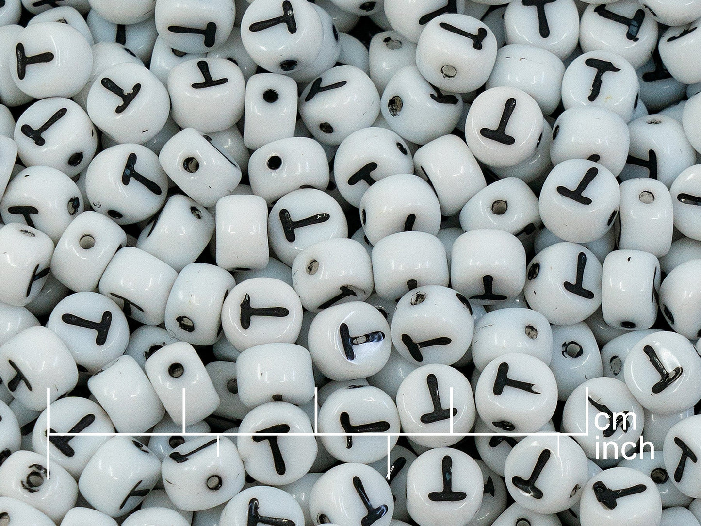 OUTLET 250g Pressed Czech Glass Letter Number Beads, 6 x 6 mm, (t), White Black Lined, Glass, Czech Republic