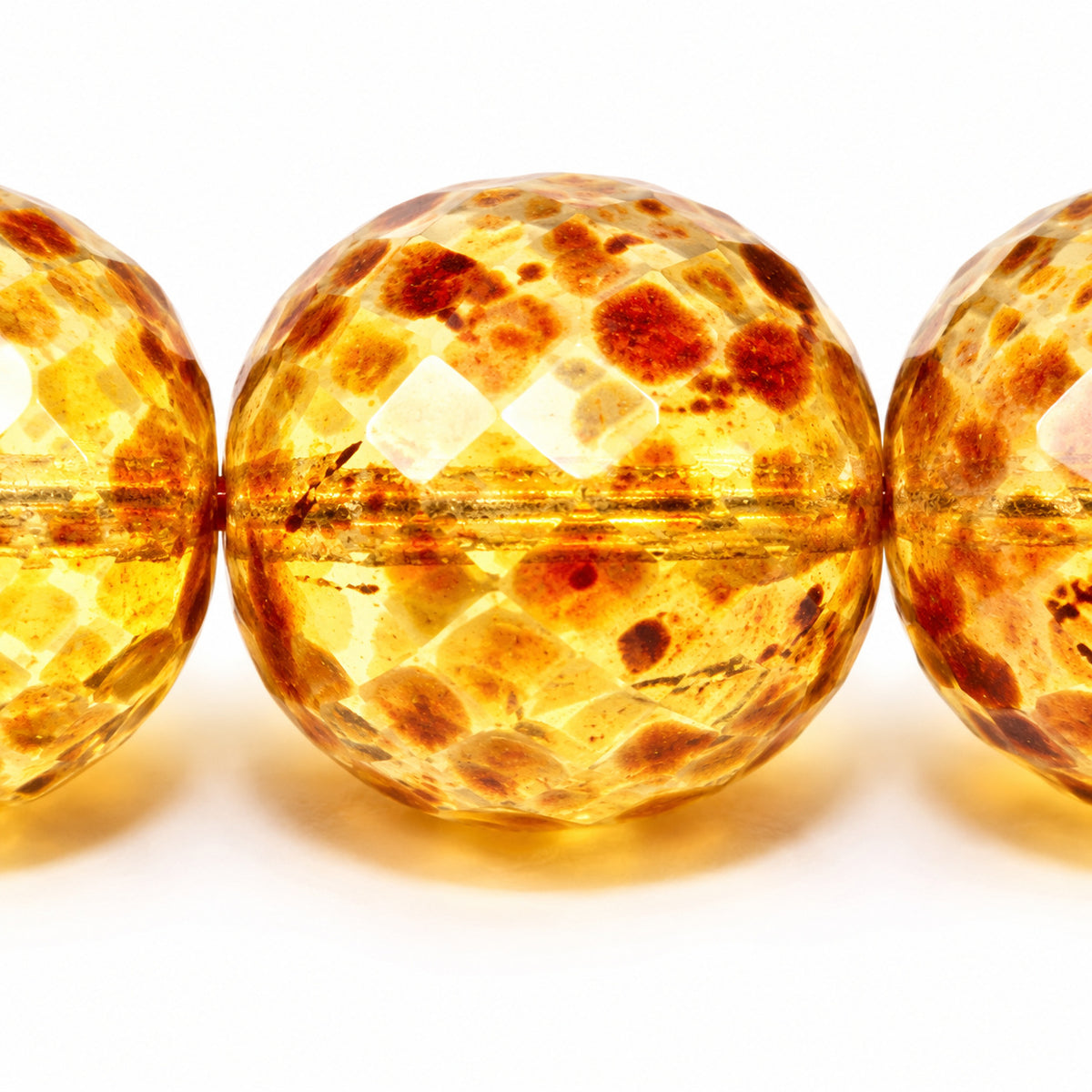 Faceted Round Fire Polish Beads - Small Cut, Crystal Travertin (00030-86800), Glass, Czech Republic