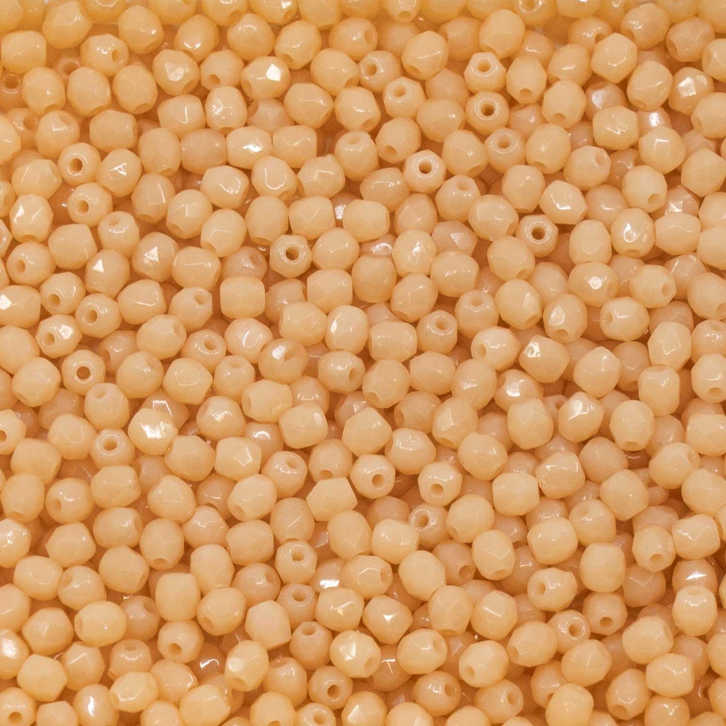 アウトレット ファセットラウンドファイアポリッシュビーズ、3 x 3 mm、ベージュ(13020)、ガラス、チェコ共和国