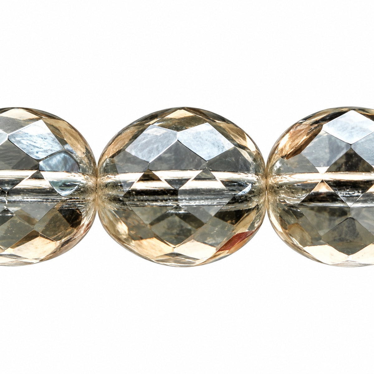 Faceted Round Fire Polished Beads, Crystal Hematite (00030-14400), Glass, Czech Republic