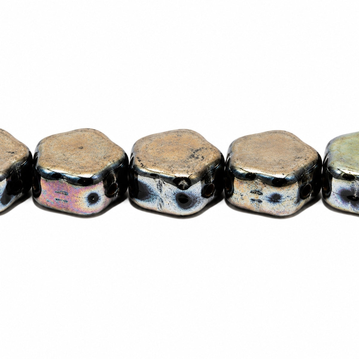 Sunset Flower Beads, Black 22500 (23980-22500), Glass, Czech Republic