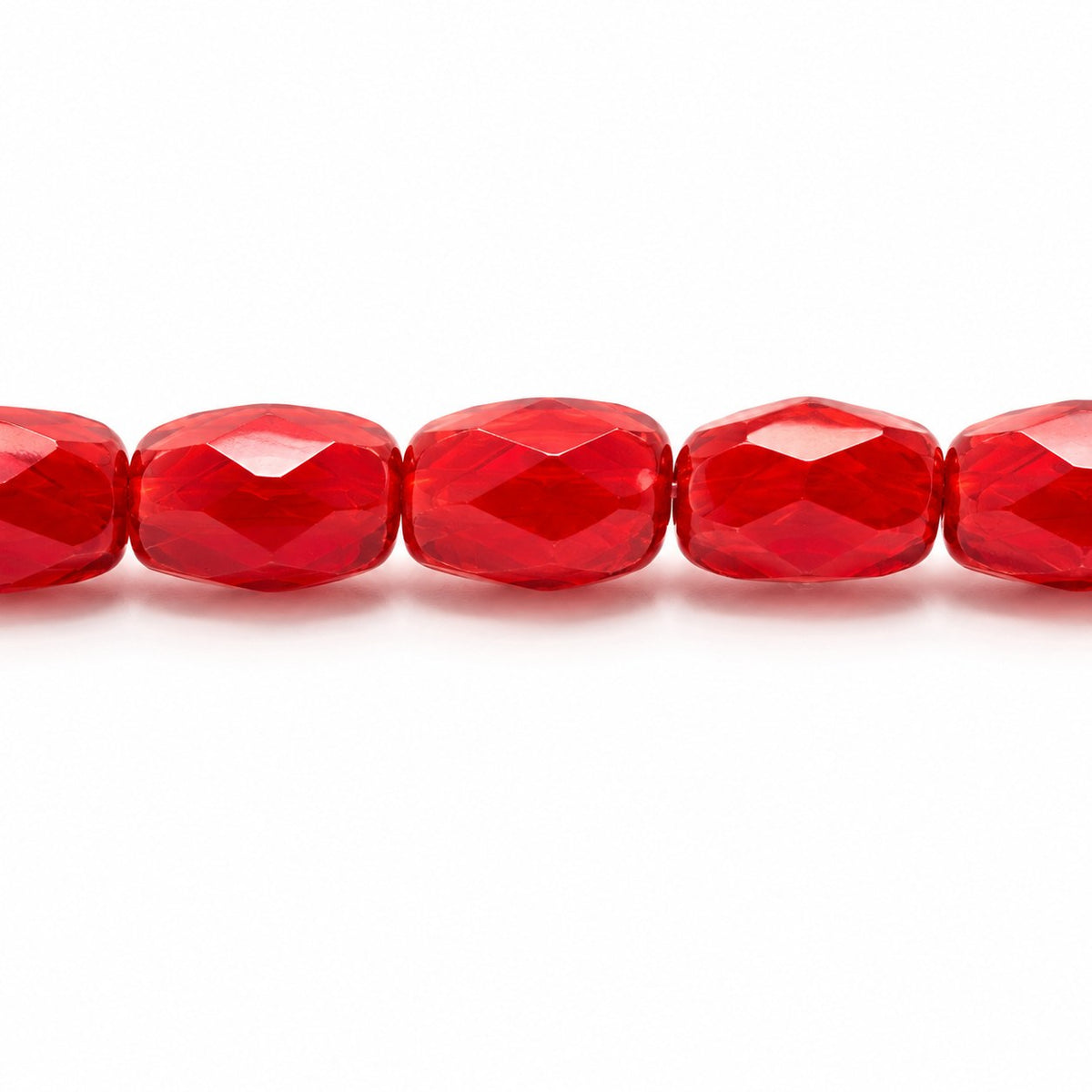 Oval Faceted Beads, Opaque Red (93200), Glass, Czech Republic