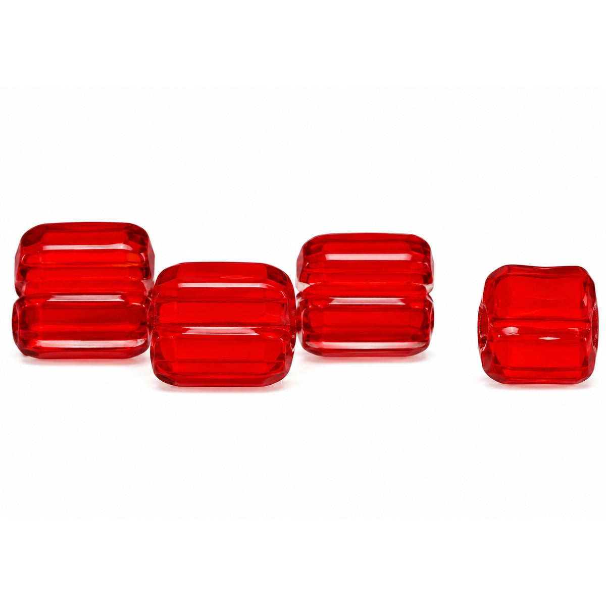 Silky 2-Hole Square Beads, Ruby Red (90080), Glass, Czech Republic