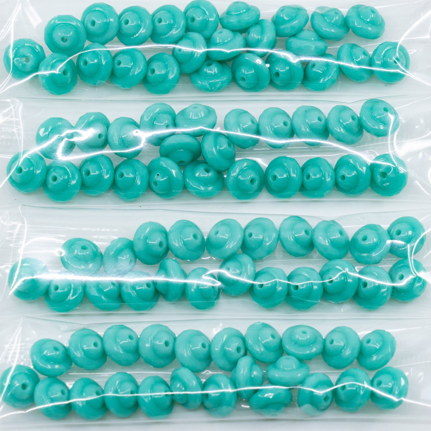 アウトレット ファイアーポリッシュビーズ ファセットカット 6 x 8 mm ターコイズ 10グラム (63120) チェコガラス製