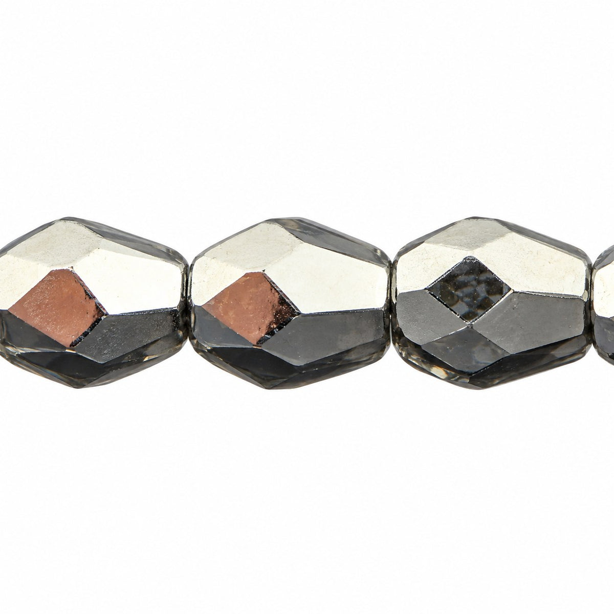 Faceted Fire Polished Beads Special Cut, Crystal Silver (00030-27000), Glass, Czech Republic